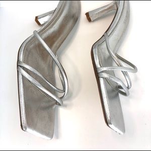 Zara silver chrome mule, size 9. gently worn.